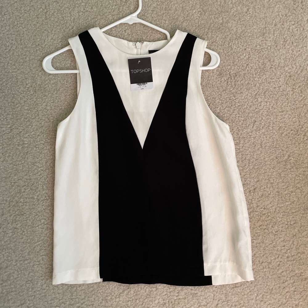 Topshop black and white sleeveless top